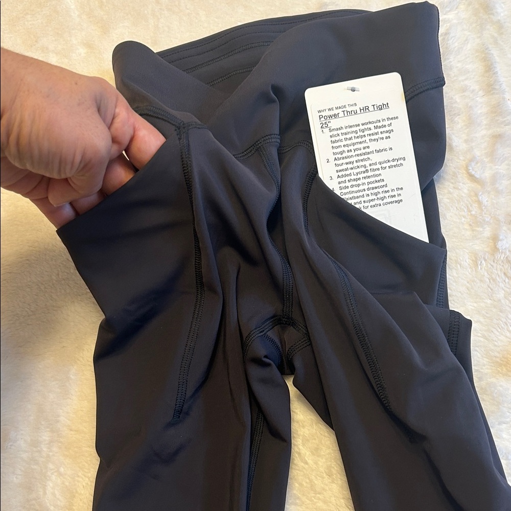 NWT lululemon Black Tights (Power Thru) - Picture 10 of 12